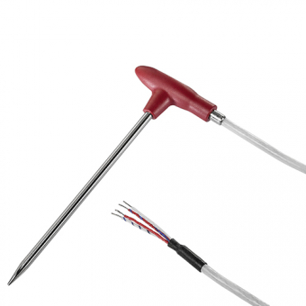 Penetration temperature probe 1xPt1000/B/4 with ergonomic angled handle Centric measuring tip